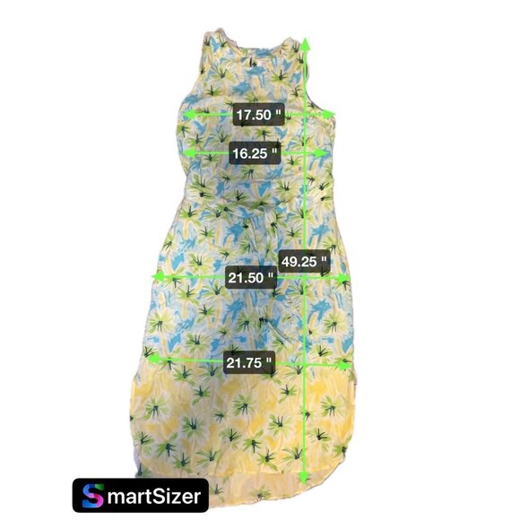 Crown & Ivy Blue Yellow Sleeveless Belted Sheath Long Maxi Dress Sz L - Picture 8 of 8